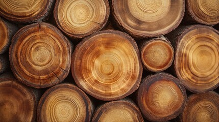 A close-up of log wood planks with a rich, organic texture and visible grain details, forming a seamless and natural background design