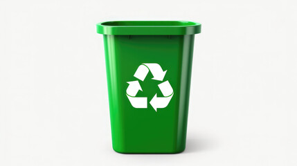 Green Recycling bin, container. Balance between technology and nature. Global Recycling Day. World Environment Day. Earth Day. 