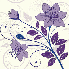 Enchanted Purple and Blue Floral Wonderland Seamless Pattern