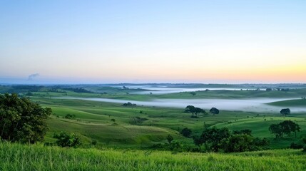 Obraz premium Misty Sunrise Landscape
