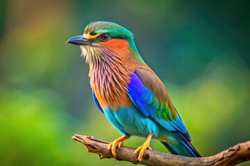 Fototapeta premium Jim Corbett's vibrant Indian Roller, captured candidly; a stunning wildlife photography moment.
