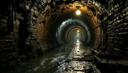 Exploring the depths of a dark, damp, and mysterious underground tunnel with a sense of adventure...