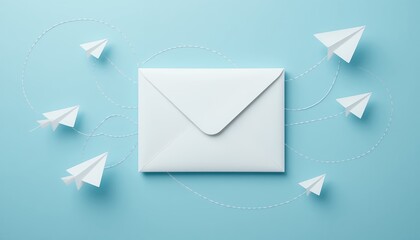 Fast Email Delivery  Paper Airplanes Flying to Envelope