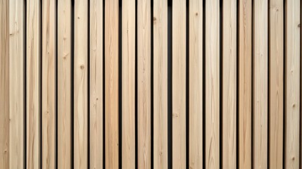 Fototapeta premium Wooden vertical slats on the wall. Interior detail, texture, background. The concept of minimalism and Scandinavian style in the interior.