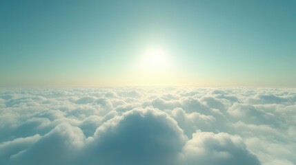 Serene Sunrise Above Soft Cloudlike Textures Sky Landscape Photography Ethereal Atmosphere Aerial Perspective Background Beauty