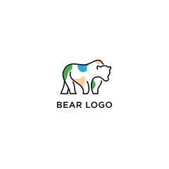 simple minimal polar bear vector logo design in line art outline style