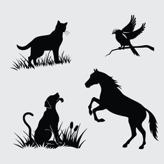 deferent animal breed image silhouette vector art and illustration