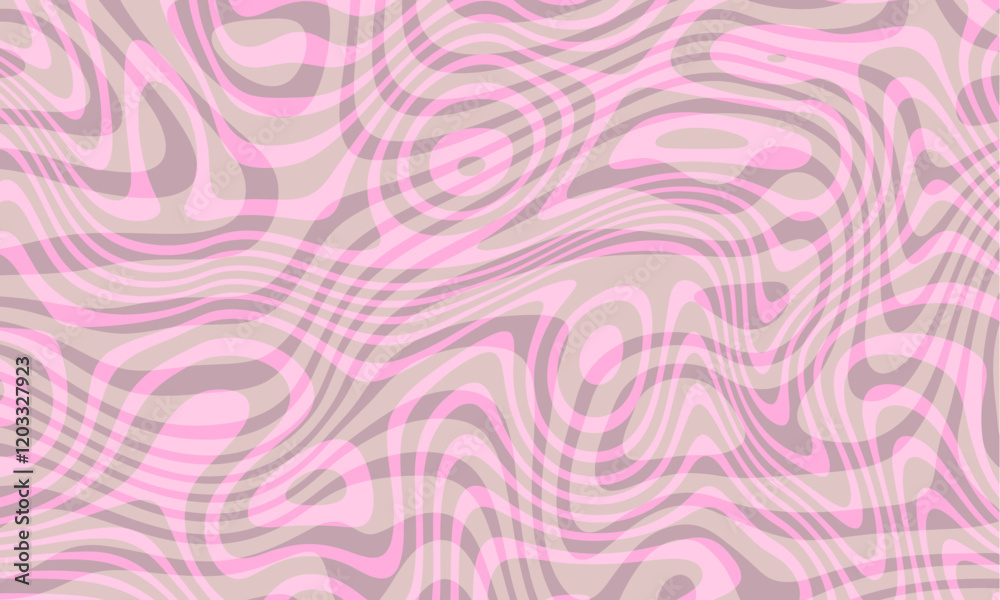 Poster Abstract horizontal background with colorful waves. Trendy vector illustration in style retro 60s, 70s. Pastel colors