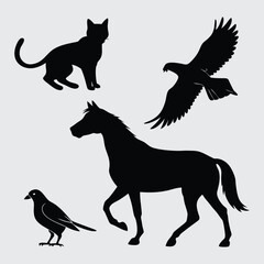 deferent animal breed image silhouette vector art and illustration