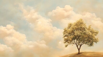 Obraz premium Solitary Tree Under a Pastel Sky