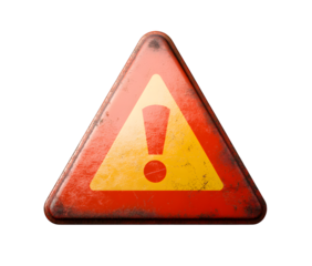 Warning sign PNG icon 3d isolated transparent background alert danger caution symbol safety hazard security exclamation triangle clipping path. Notification attention critical problem alarm message.