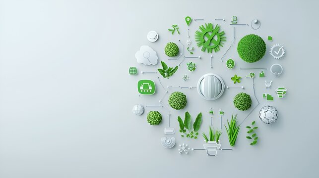 Geometric Farming Icons with AI Integration, a vibrant display of modern agriculture symbols interwoven with technology motifs, showcasing innovation and growth