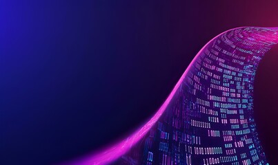 Futuristic cityscape with glowing data streams, sleek skyscrapers, vibrant neon lights, dynamic urban energy, advanced technology integration.