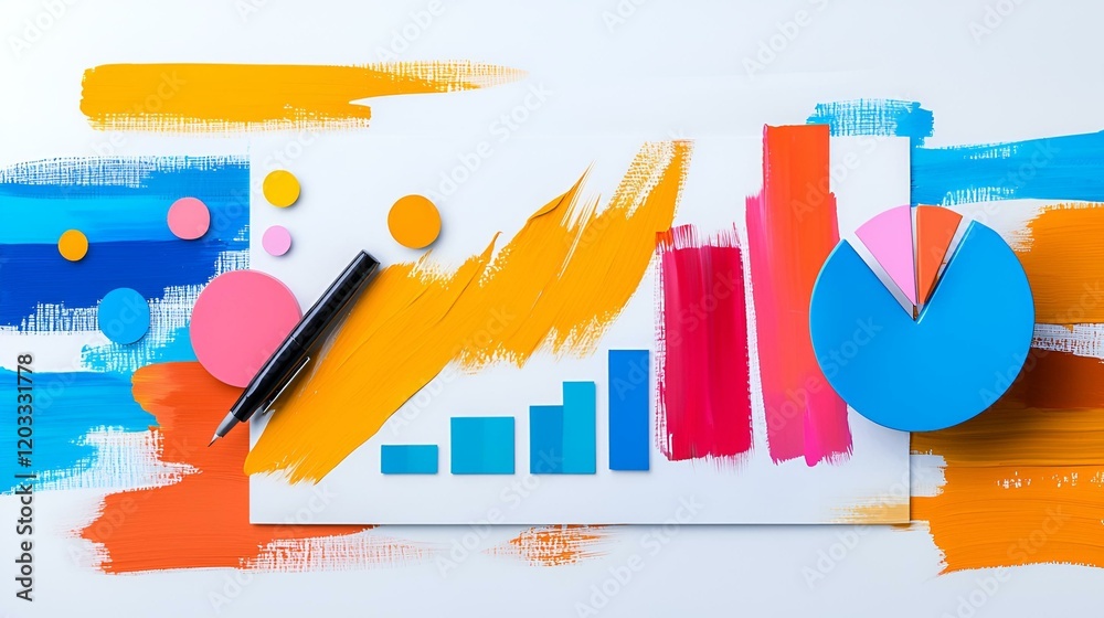 Poster dynamic artwork showcasing intricate data visualizations, vibrant colors intertwining, abstract form