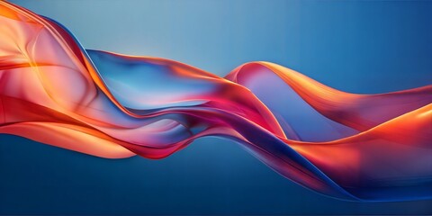Naklejka premium Abstract flowing ribbons in vibrant blue, orange, and red tones, creating a dynamic and elegant design that emphasizes motion, fluidity, and modern aesthetics.