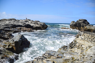 Waves crashing on the rocks in Cornwall