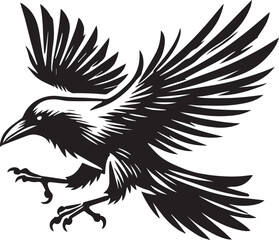 Crow vector in black and white