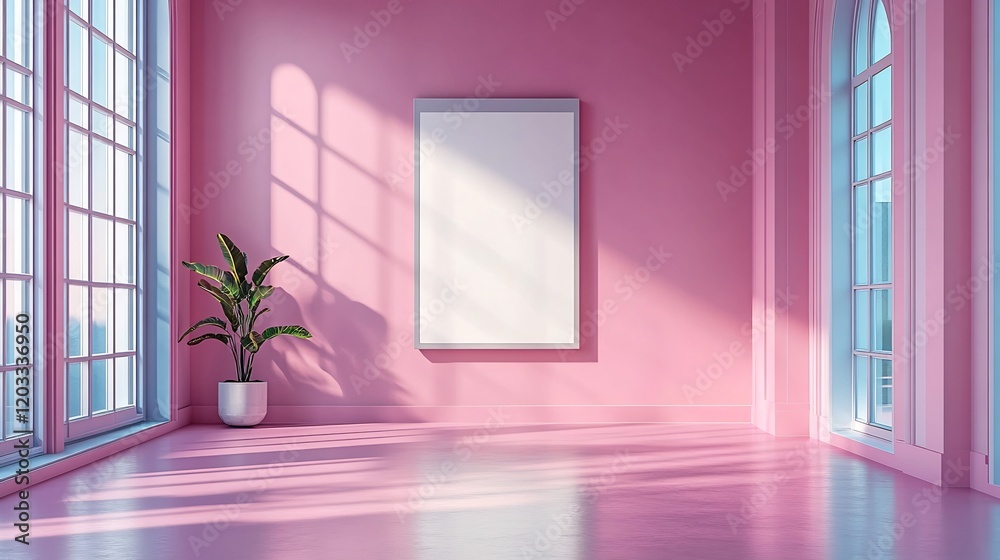 Poster sleek 3d render of a white clipboard placed on a soft pink minimalistic background with clean lines 
