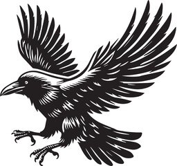 Crow vector in black and white