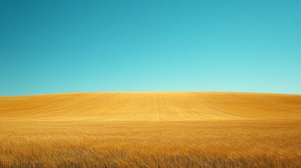 Fototapeta premium Yellow Field Agriculture Plain Horizon Ecoregion Grassland Steppe Grasses Prairie