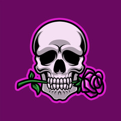 Skull Head In Love With Rose Mascot Vector Illustration is perfect for your brand business