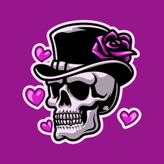 Retro Skull Head In Love Mascot Vector Illustration is perfect for your brand business