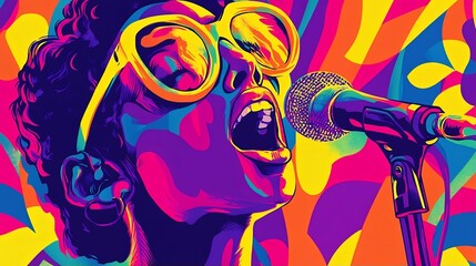 Vibrant Singer Colorful Abstract Art Music Poster