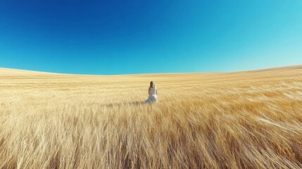 Obraz premium Blue Field Grassland Agriculture Plain Grasses Crop Prairie People in nature Steppe