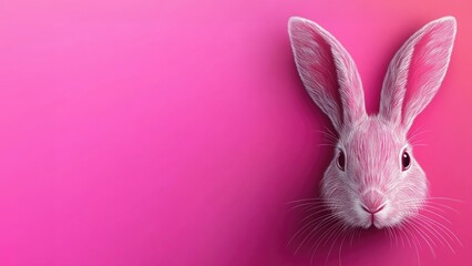 Fototapeta premium Pink Rabbit on Vibrant Background