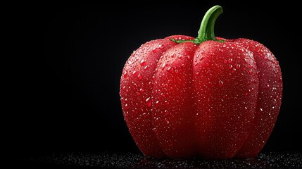 A red bell pepper with water droplets on it