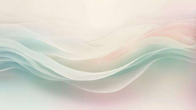 Abstract pastel background with soft, flowing waves in muted greens and pinks.
