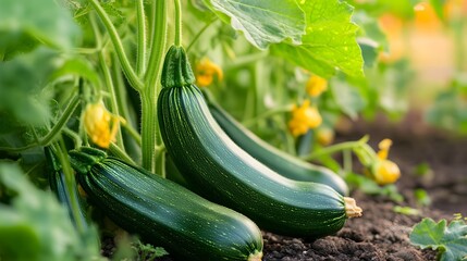 Zucchin plants growing outside