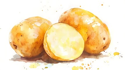 Watercolor Illustration of Potato