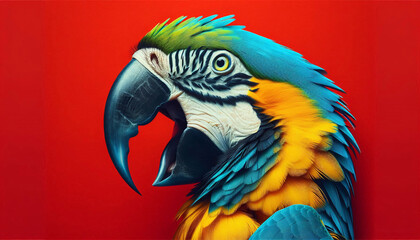 Obraz premium Vibrant Blue and Yellow Macaw Parrot Close-Up