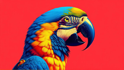 Fototapeta premium Vibrant Blue and Yellow Macaw Parrot Close-Up