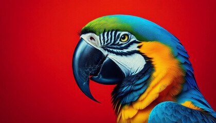 Fototapeta premium Vibrant Blue and Yellow Macaw Parrot Close-Up