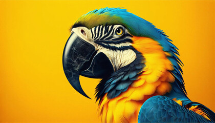 Fototapeta premium Vibrant Blue and Yellow Macaw Parrot
