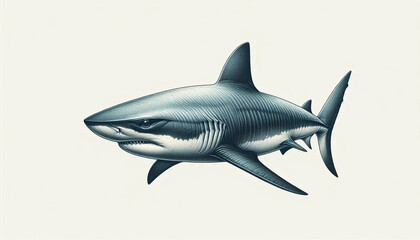 Fototapeta premium Realistic Shark Drawing in Motion