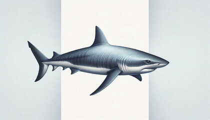 Fototapeta premium Detailed Illustration of a Great White Shark
