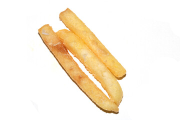 French Fries Chips on White Background