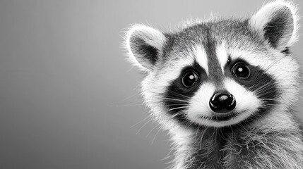 Obraz premium A black and white photo of a baby raccoon