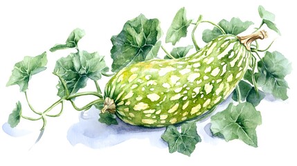 Watercolor Illustration of Ivy gourd