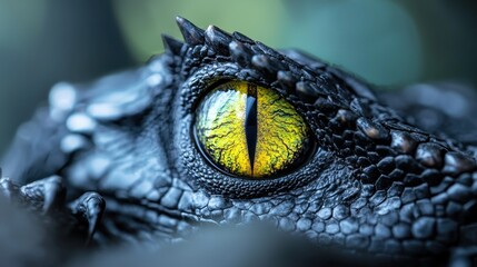 Fototapeta premium A close up of a dragon's eye with yellow iris