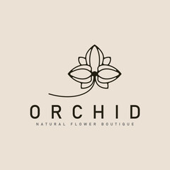 orchid flower logo line art vector  minimalist illustration template design. © Sypit08