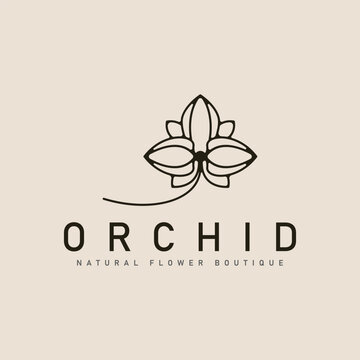 orchid flower logo line art vector  minimalist illustration template design.