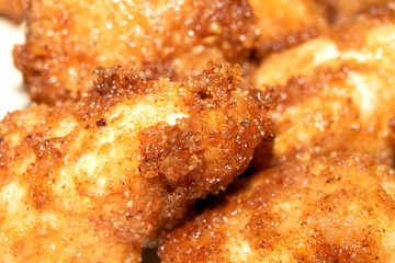 Fried Chicken Pieces With Seasoned Batter Close Up