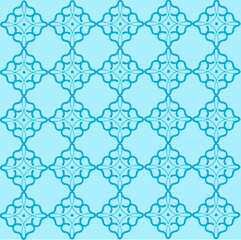 Ethnic geometric pattern, floral pattern, oriental colors, seamless, seamless pattern, flowers, white, blue background design for fabric, curtain,