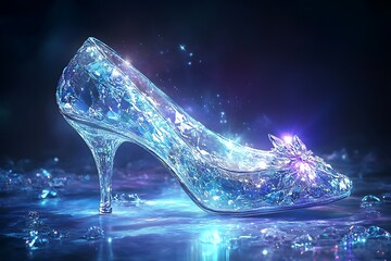 Enchanting Glass Slipper on an Icy Surface
