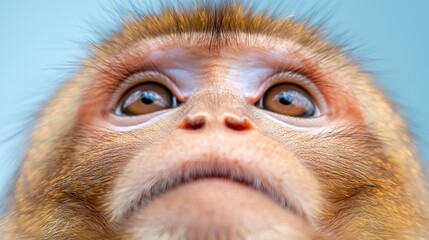 Obraz premium A close up of a monkey's face with a blue background