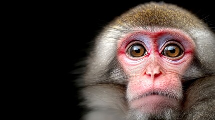 Fototapeta premium A close up of a monkey's face with a black background
